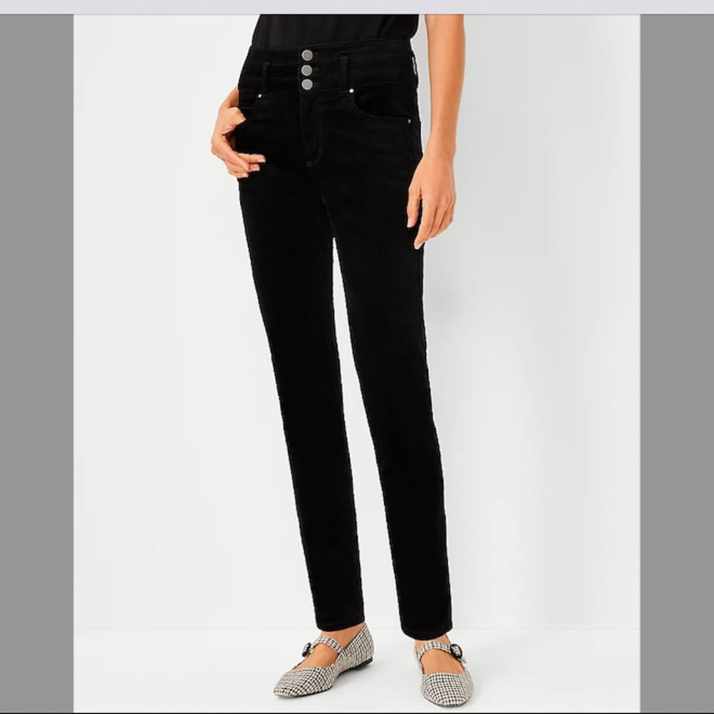 Ann Taylor Black Velvet The Skinny High-rise Jeans
